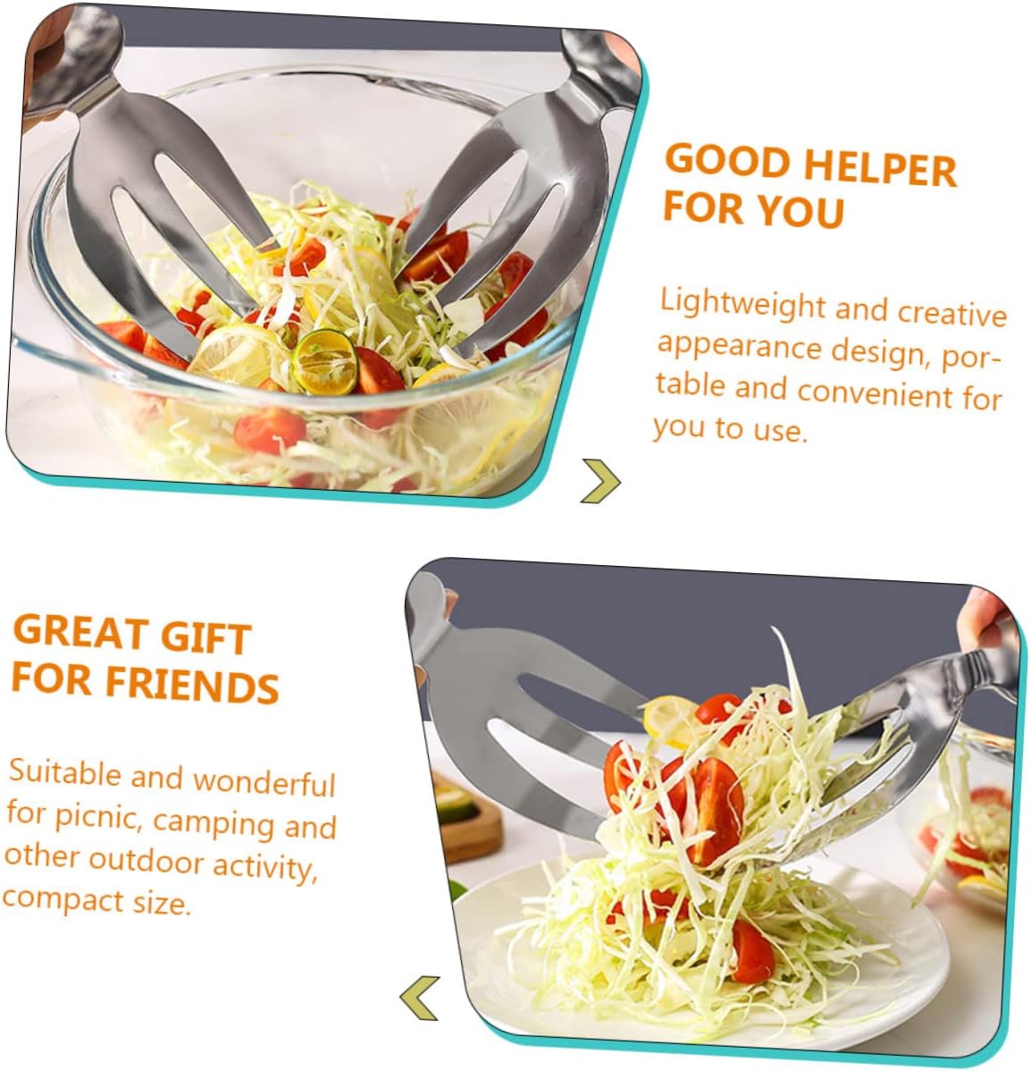 2pcs Stainless Steel Salad Hands Forks for Convenient Serving and Tossing Salad Pasta and More Rustproof and Easy to Clean Server Utensils
