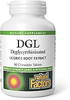 Vista 1 de Natural Factors DGL Masticable - Suplemento de apoyo digestivo con extracto de raíz de regaliz - Tabletas masticables que apoyan el revestimiento