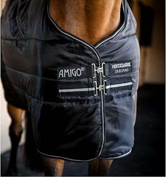 Horseware Amigo Ripstop Insulator Stable 50g - Black/Black & Silver, 75 inches