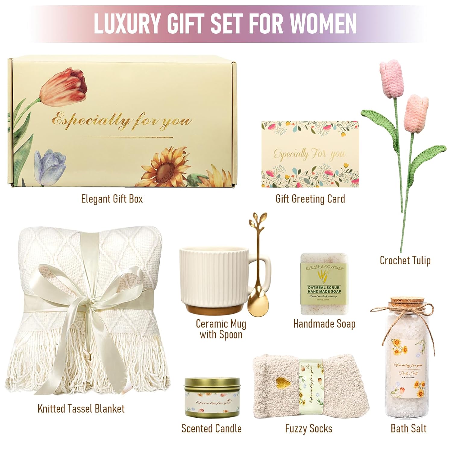 Birthday Gifts for Women, Get Well Soon Self Care Package Box: Unique Relaxing Spa Gifts Basket Set for Mom, Grandma, Friend, Sister, and Wife - Image 2