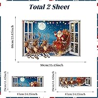 Vista 7 de Calcomanías de pared de Navidad, calcomanías de pared 3D de Papá Noel, calcomanías de ventana de Papá Noel, calcomanías de ventana de reno, Papá