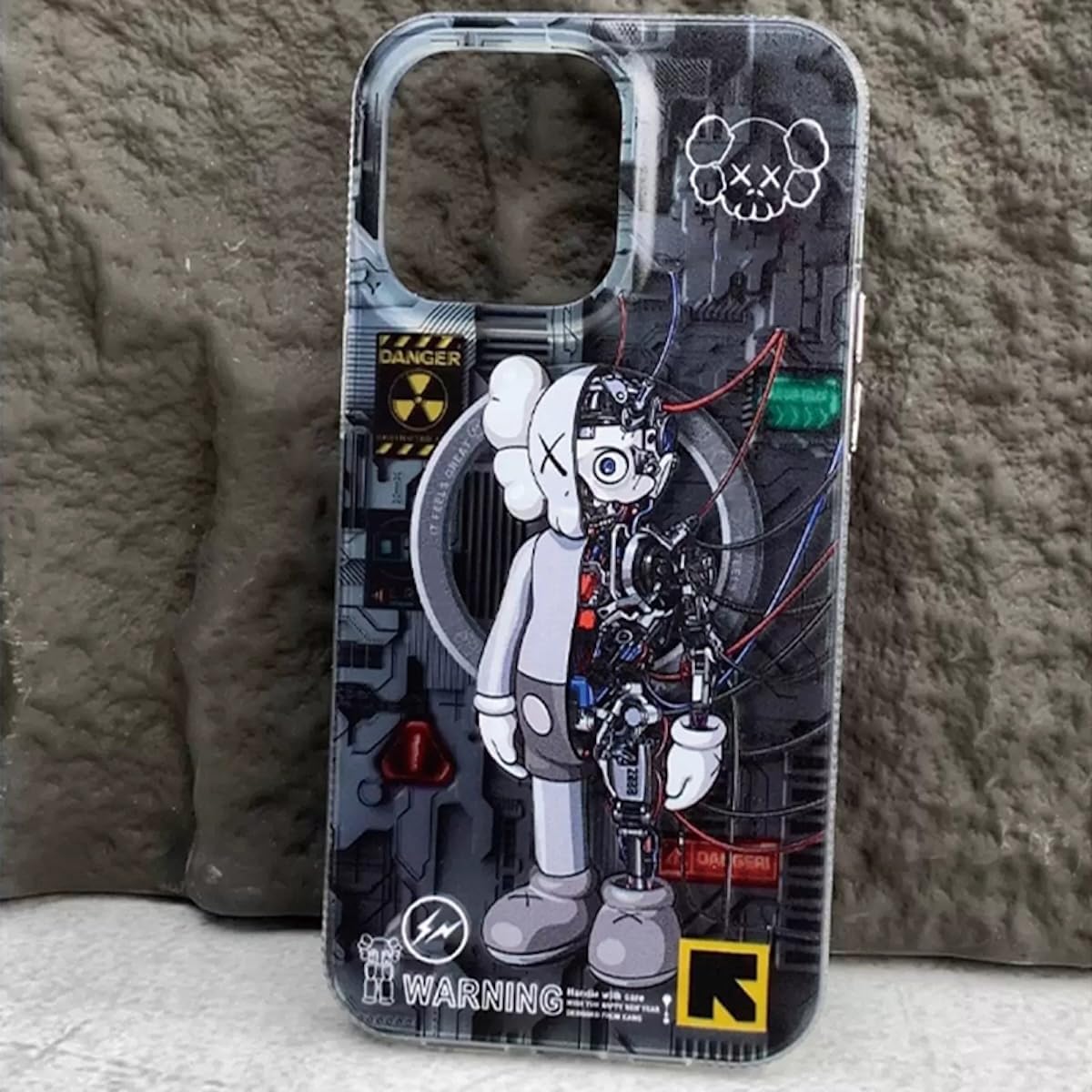 Cool Anime Black for Boys Case for iPhone 15 Phone Case with Trendy Robot Cartoon Design, Street Artworkn IMD Laser Shockproof Silicone Protective Cell Back Cover - Image 5