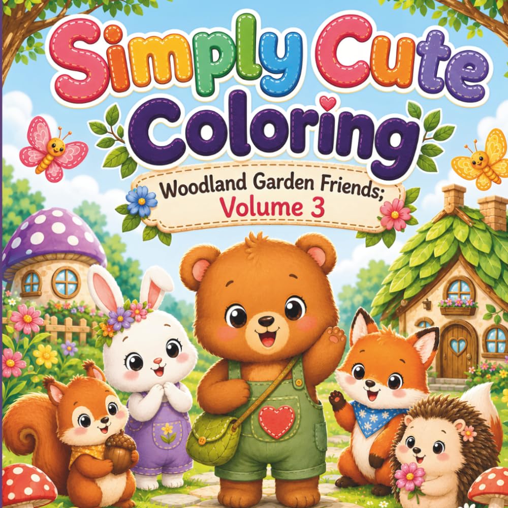 Woodland Garden Friends; Volume 3: Adorable Adventures with Cute Forest Friends, Fairy Gardens, Mushrooms, Butterflies, and Cozy Leaf Houses