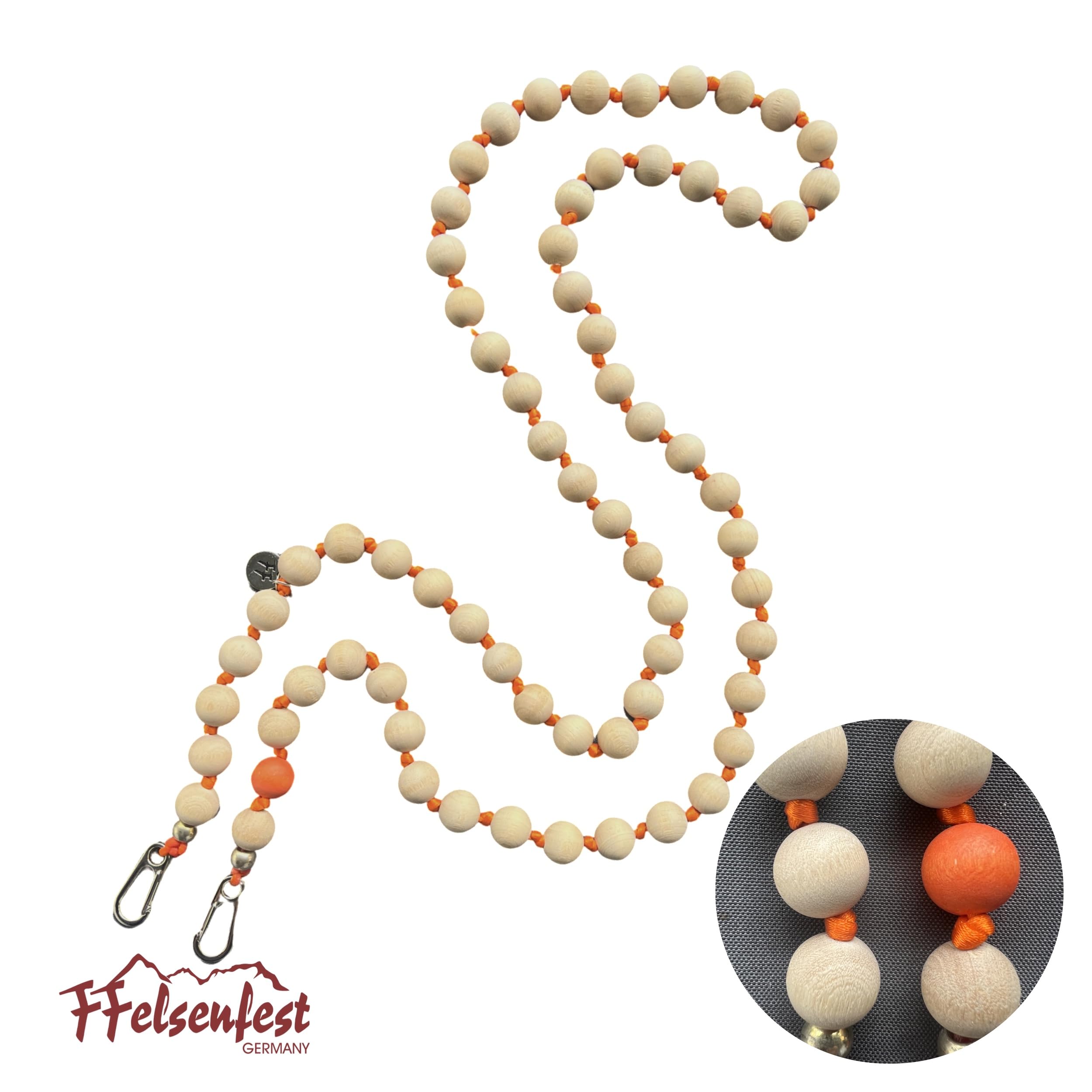 Handykette Lang Holzperlen Natur-orange I ø15 mm I Länge ca. 138 cm I H0090