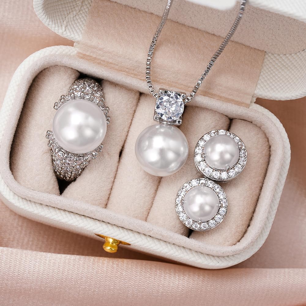 Elegant Aesthetic Necklace Earrings Rings for Women Fashion Stylish Wedding Jewelry Set