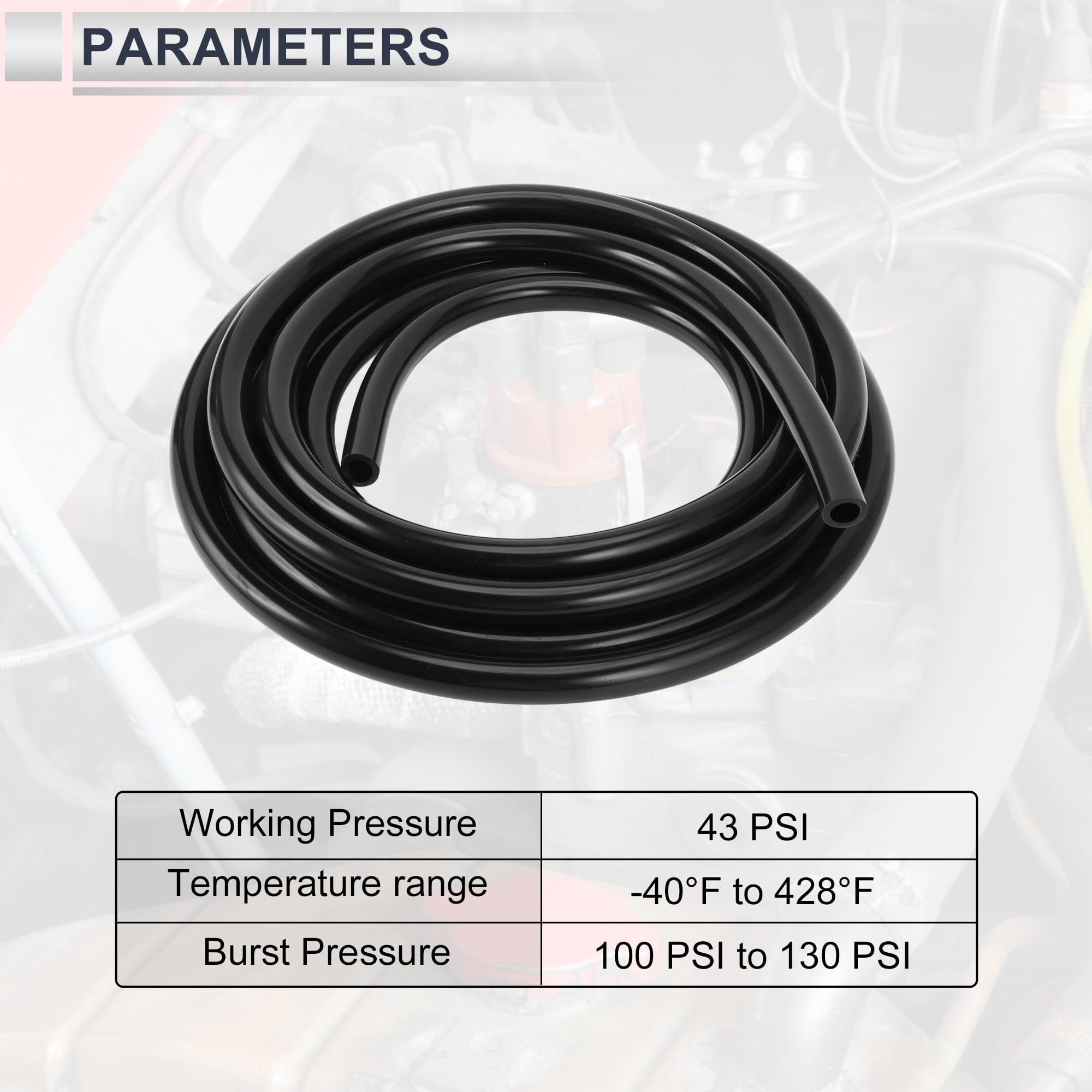 1 manguera de vacío universal de silicona para alta temperatura, 20 pies, 1/2 pulgada, 12 mm de diámetro interior, 3 mm de grosor, línea de vacío automotriz de presión máxima de 130 PSI,