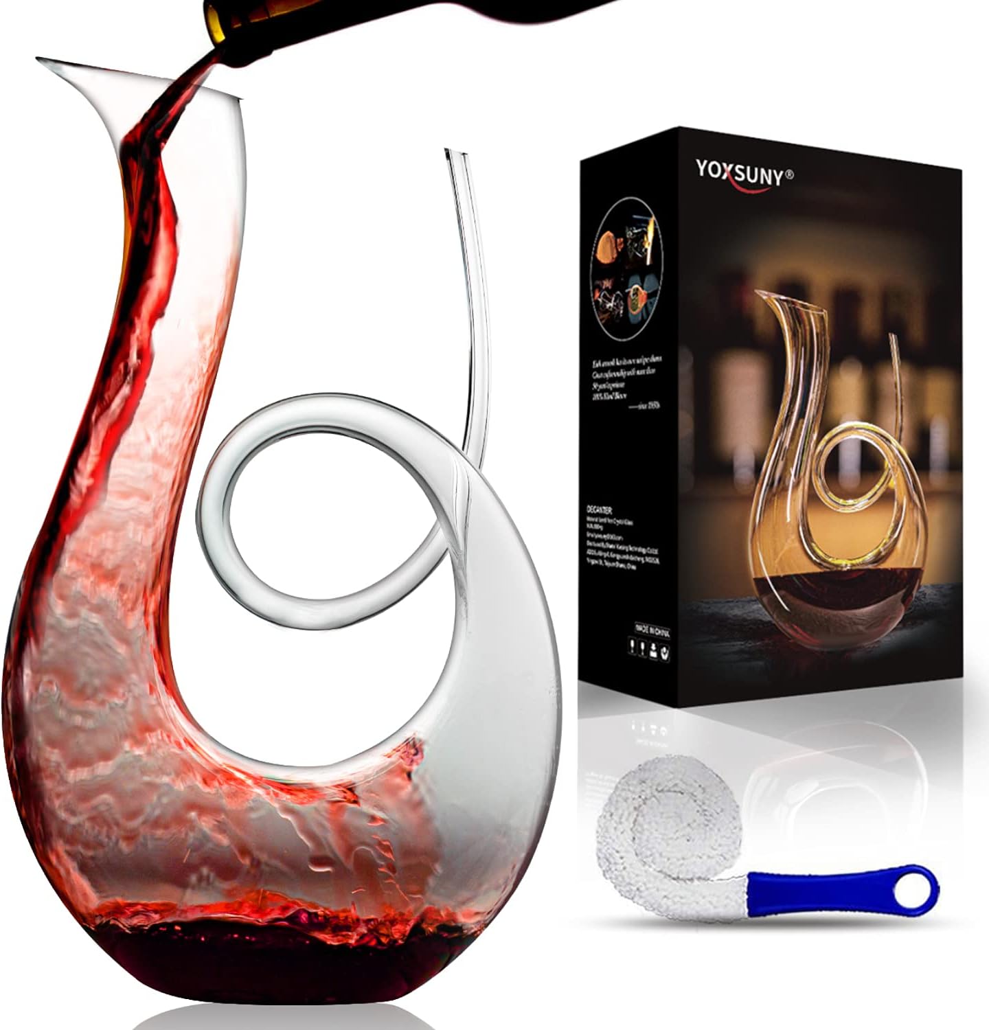 YOXSUNY Wine Decanter Upgraded Swan wine Decanters 1.7L HandBlown Crystal Carafe