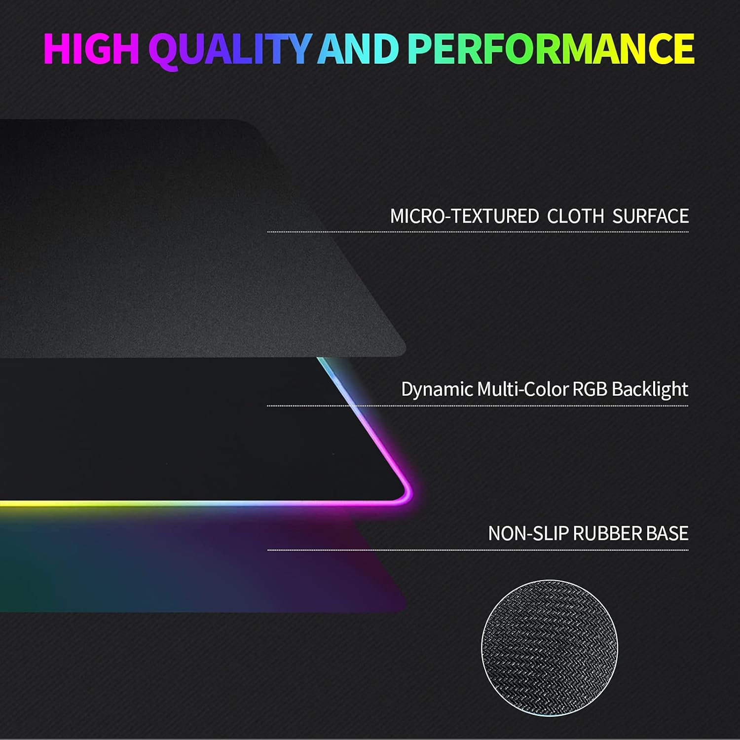 RGB Gaming Mouse Pad, Led Mouse Pad with 14 Lighting Mods Large Sized Soft Mousepad, Waterproof, Low Friction Hard Surface Keyboard Mouse Mat for Gaming and Work - 31.5×11.8 (Starry Sky)