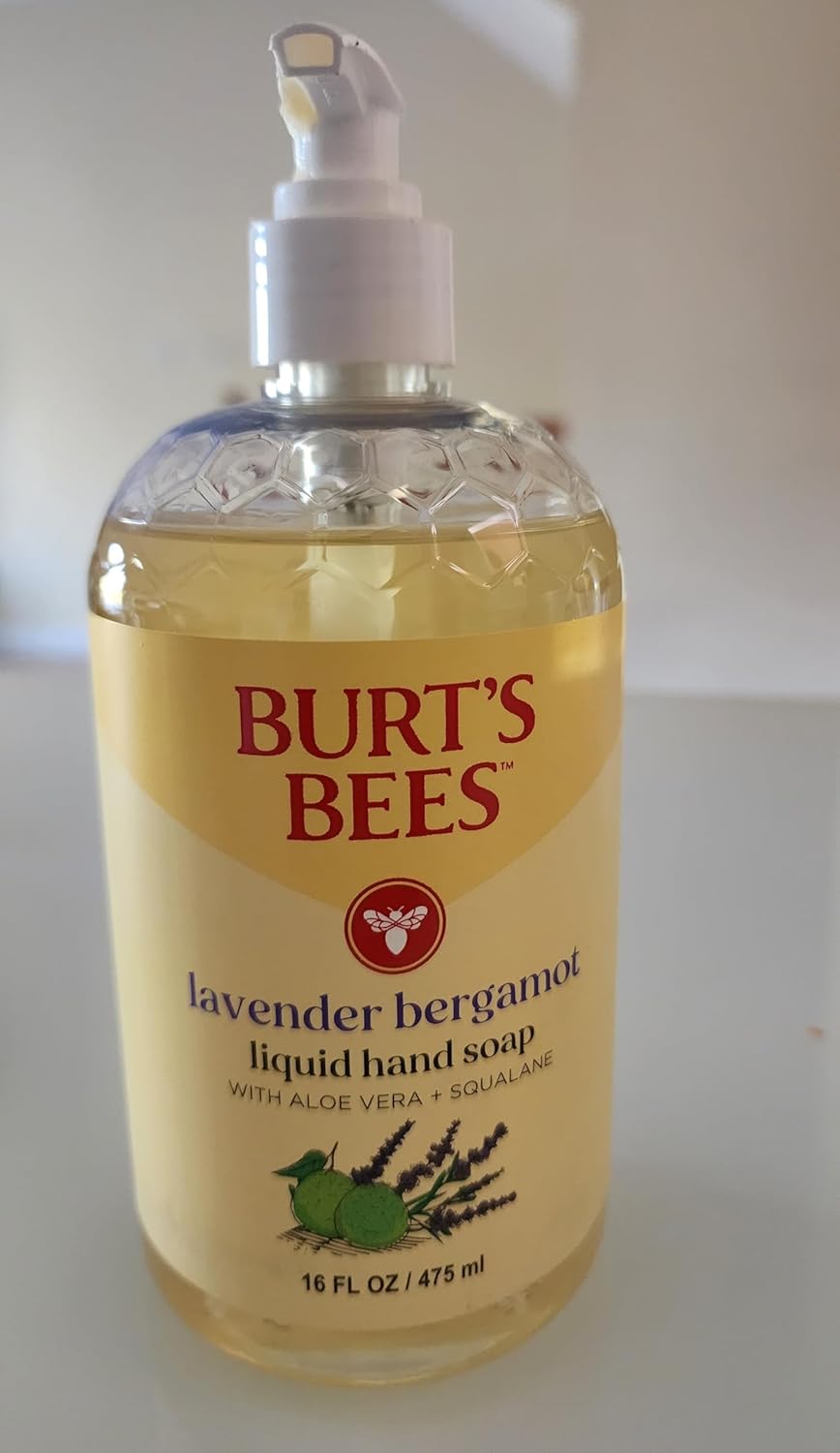 Burt's Bees Moisturizing Liquid Hand Soap Pump - Natural Hand Wash for Bathroom and Kitchen, Soft on Hands, Luxury Fragrance, Wild Honeysuckle Scent, 16 Fl Oz Bottle