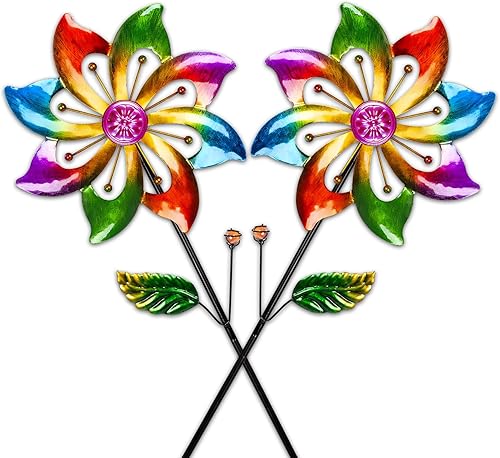 Miniatura 8 de 2 paquetes de molinos de viento para exteriores, molino de viento para patio, molinetes, molinillos de viento para patio, jardín, molinillos de