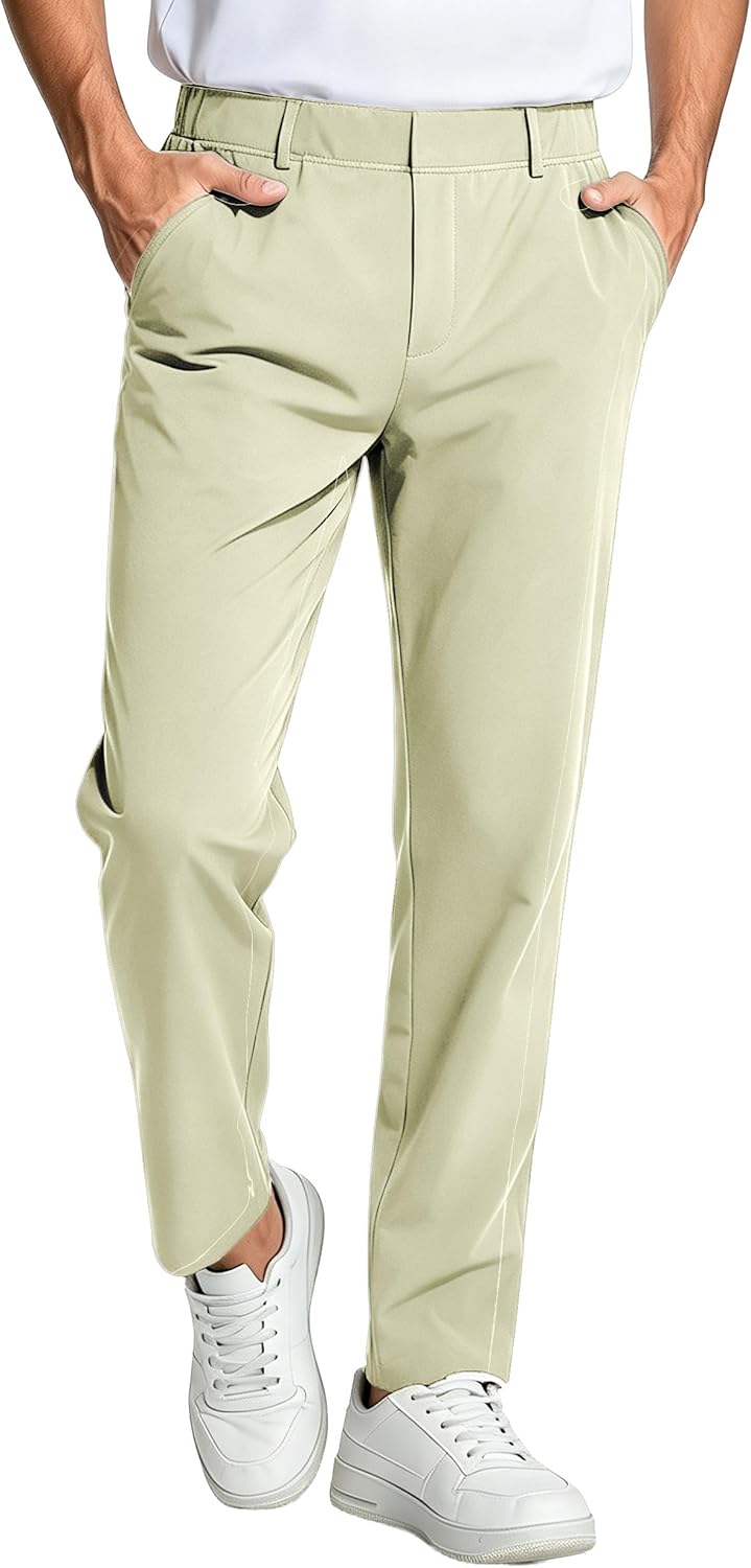Mens Stretch Golf Pants Casual Dress Pants with 5 Pockets 30"/32" Slacks for Men Quick Dry Joggers Slim Fit Tapered Trousers