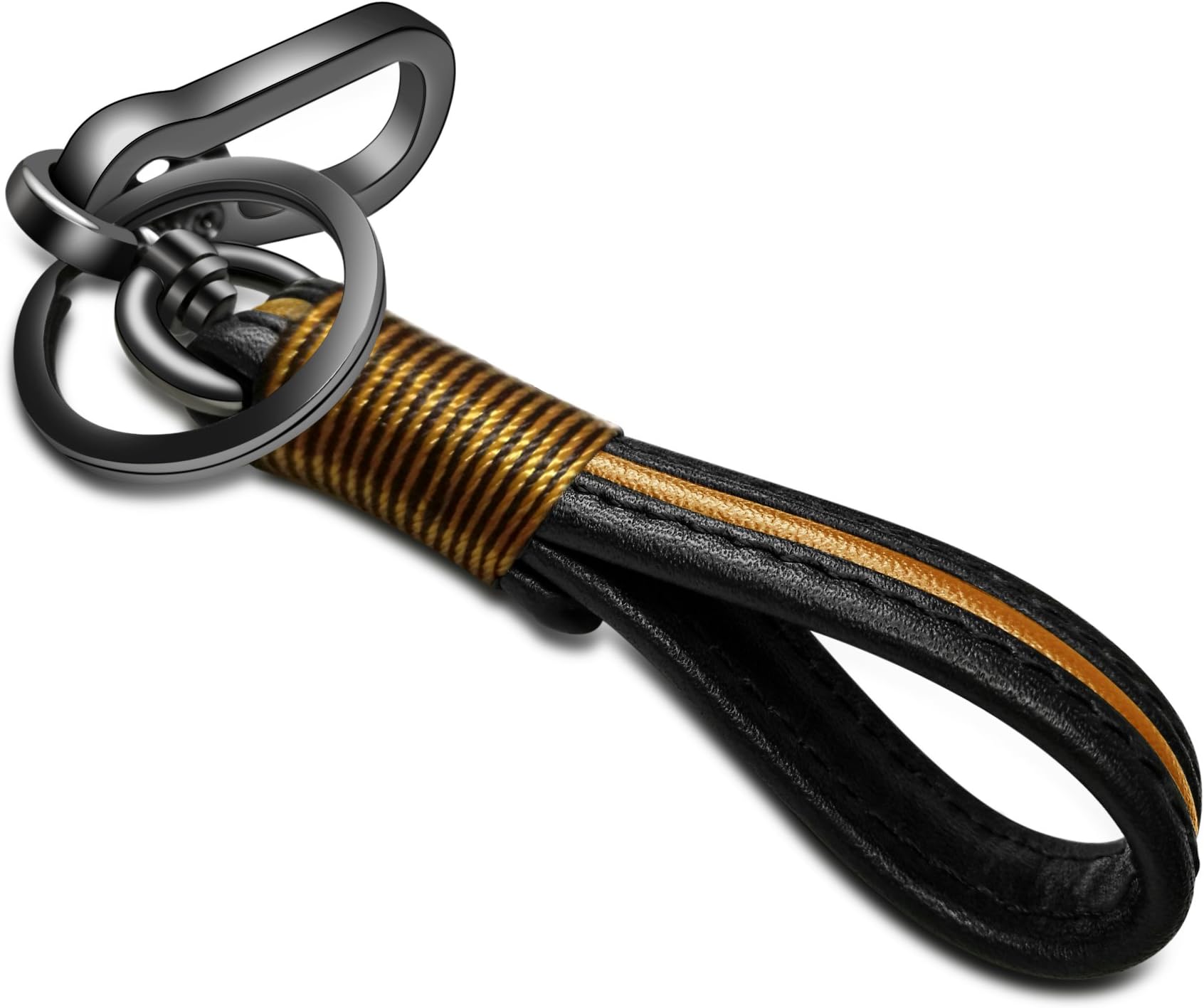 IdakekiyCar Keychain Microfiber Leather with 4 Key Rings 360 Degree Rotatable Universal Key Fob Chain Holder Organizer