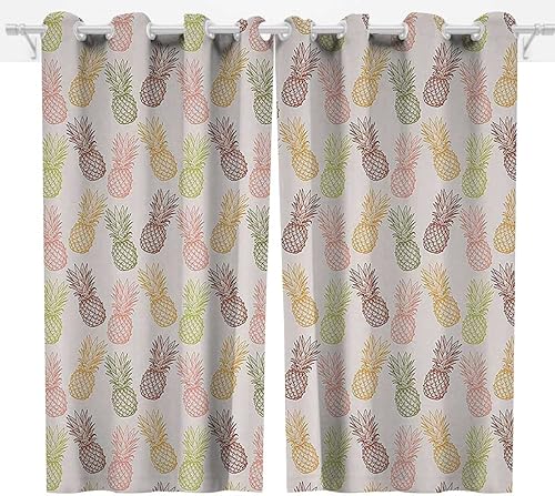 Miniatura 3 de Cortinas de patio con diseño de piña, 2 paneles, decoración de habitaciones (55 pulgadas de ancho) x 72 pulgadas de alto