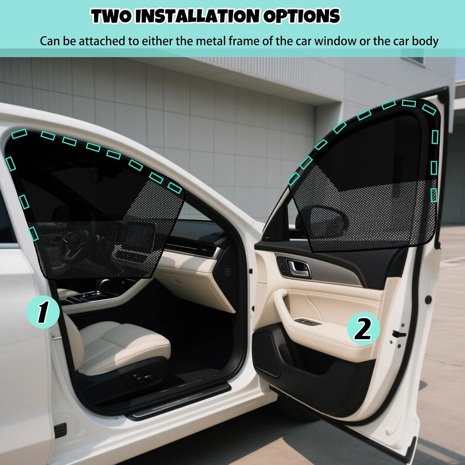 Car Shades for Side Windows 2 Pack, Upgraded 11-Magnet Car Window Shades, Blackout & Mesh Panels for Front Side Windows, Blocks UV Rays & Heat for Driver and Passenger, Easy Install
