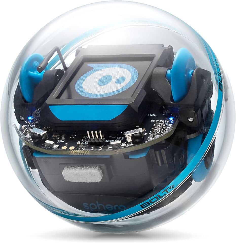Sphero Bolt+ Coding Robot | Program with Draw, Blocks, Python &amp; JavaScript, Animated LCD Screen, Ages 8+, Durable, Qi Charging, Waterproof