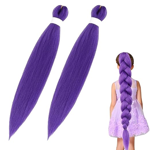 Lila Flechtkunsthaar 86cm 2er Set - Pre Stretched Für Cosplay & Halloween