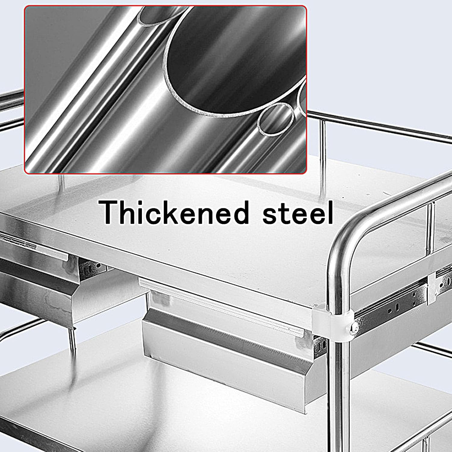 Rolling Carts with Wheels Organizer with Drawers Cart 2-3 Layers Stainless Steel Cart Lab Utility Cart with All-Round Silent Wheels and for Lab Clinic Kitchen Salon,
