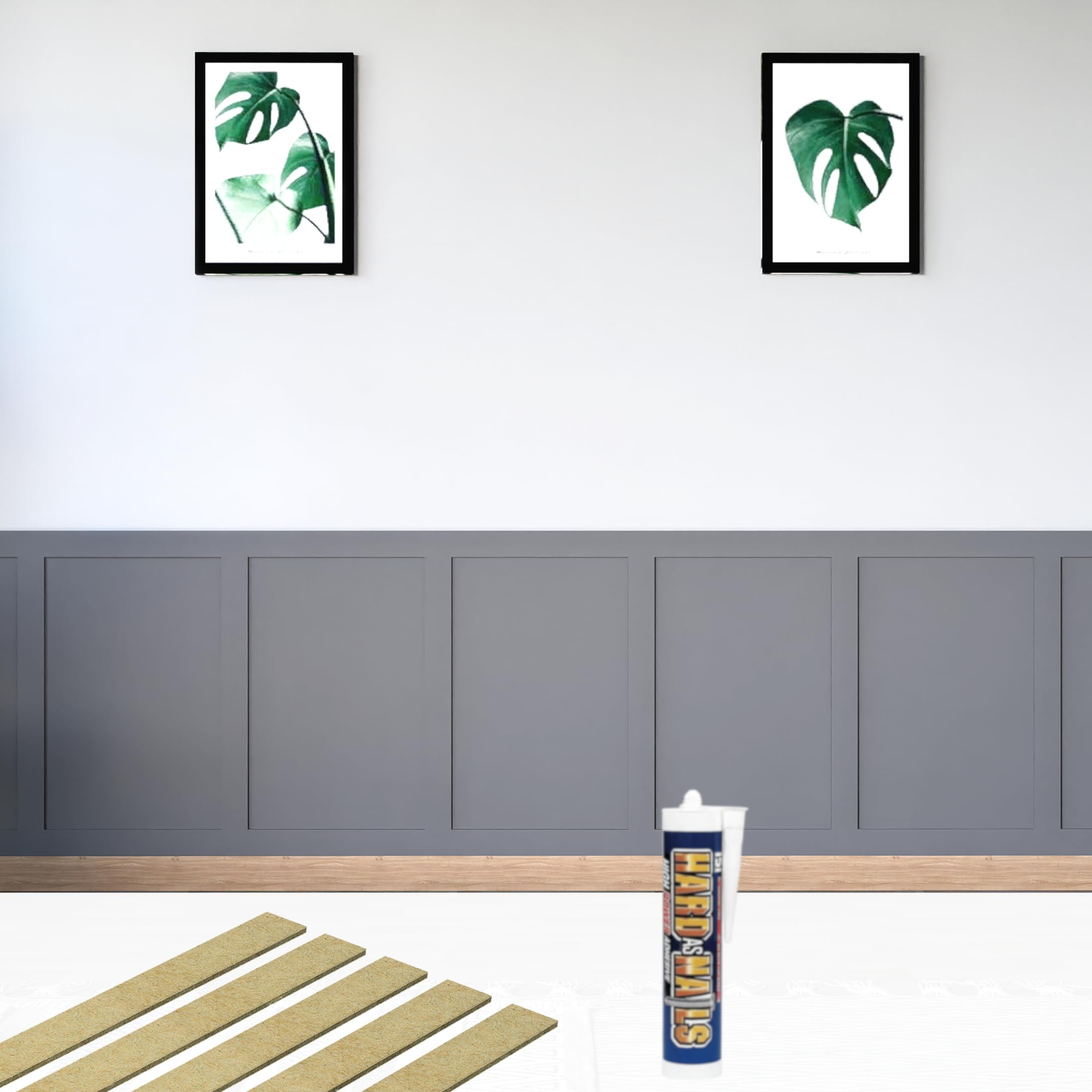 Wall Panelling Kit Shaker Style | 10pcs of 100cmx10cm Moisture-Resistant Paintable HDF Wood Wall Mounting Kit Extending - Panelling Strips DIY 3D Wall Panel Kit