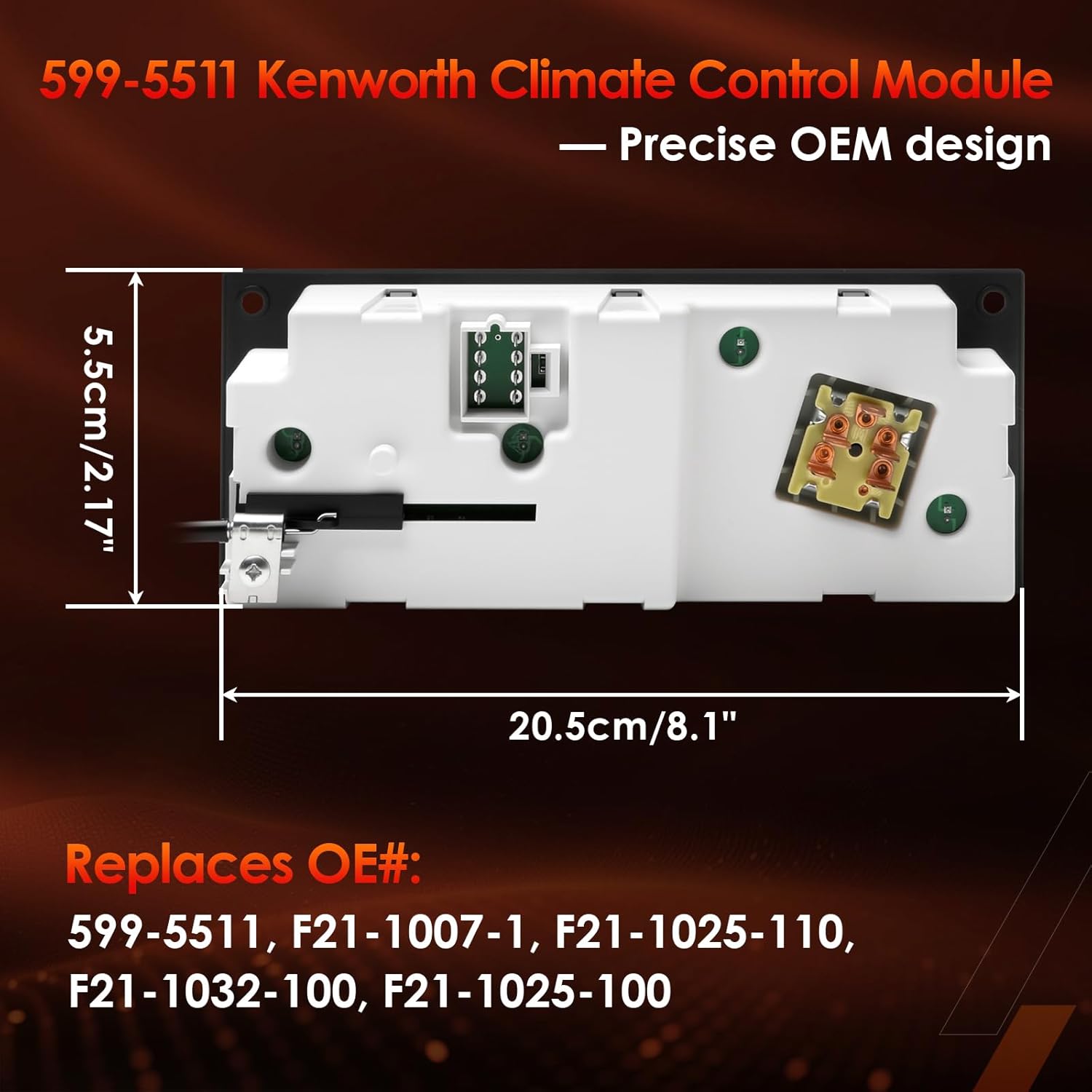599-5511 Climate Control Module, Compatible with 2002-2006 C500 T300 T600A T800 W900, Heavy Duty A/C Plate Air Conditioning Switch Panel, Replace#: F21-1007-1, F21-1025-100