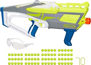 Nerf Hyper Evolve-100 Blaster, 70 Nerf Hyper Rounds, Spring-Open Instant Reload Hopper, Up to 110 FPS Velocity, Eyewear Included