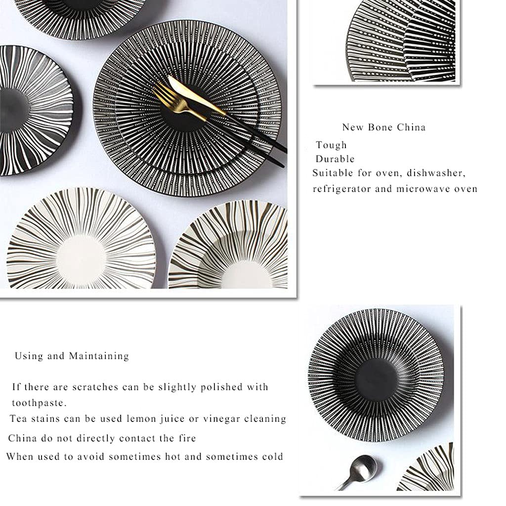 Assiettes Plates Plaques de dîner en porcelaine de 10 pouces de taille de grande taille Plaques de service for salades Steak Pâtes et apéritifie Serving.Microwave Four et Lave-vaisselle Assiette
