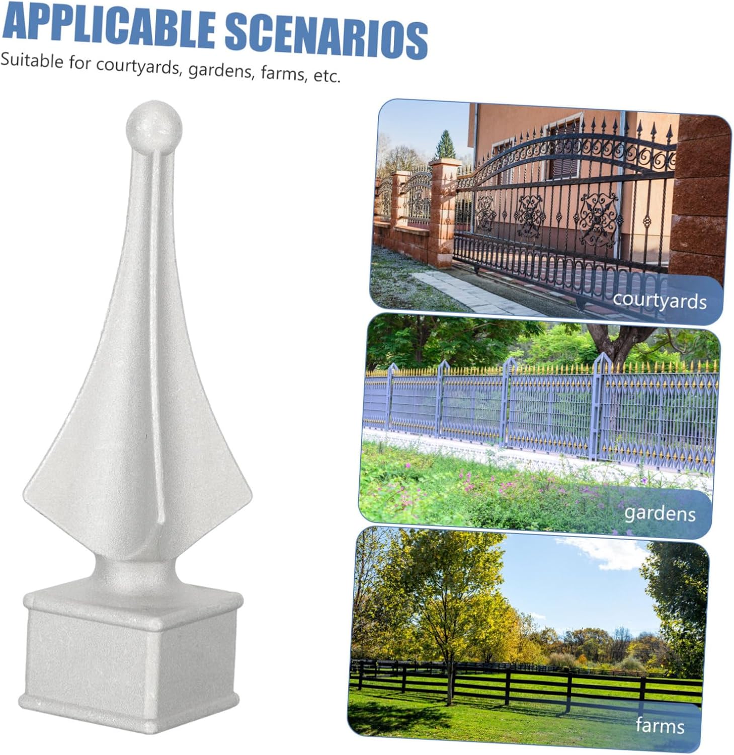 4pcs Household Railing Finials Fence Gate Topper 6x6 Post Caps Fence Decor Ornamental Topper Aluminum Finials Decorative Outdoor Caps