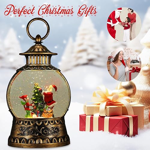 Miniatura 31 de Globo de Nieve Cardinal, Globo de Nieve Musical de Muñeco de Nieve Navideño tipo Linterna con Luces con Temporizador de 6H a Batería y Alimentado