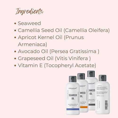 Miniatura 5 de Aceite corporal de algas marinas, 8 onzas, aceite nutritivo de musgo de mar de absorción rápida, reafirmante, antienvejecimiento, aceite no graso,