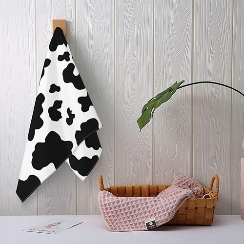 Miniatura 6 de Dewoofly Toallas ligeras con estampado de vaca en blanco y negro, toalla de mano para cocina durante todas las estaciones, 12 x 27.5 pulgadas