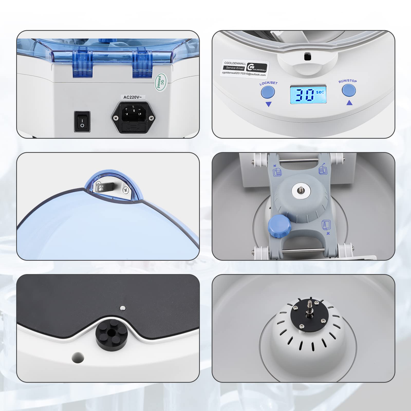 CGOLDENWALL - Tapón centrífuga de microplaca (2200 rpm) para máquina centrífuga de laboratorio, 192 × 0,2 ml, diseño especial de rotor horizontal, freno automático, para experimentos PCR