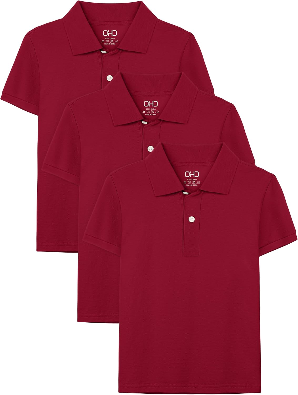 OHD 3 Pack School Uniform for Boys Polo Shirt Cotton Uniform Shirts for Boys Kids School Clothes 3-14 Years