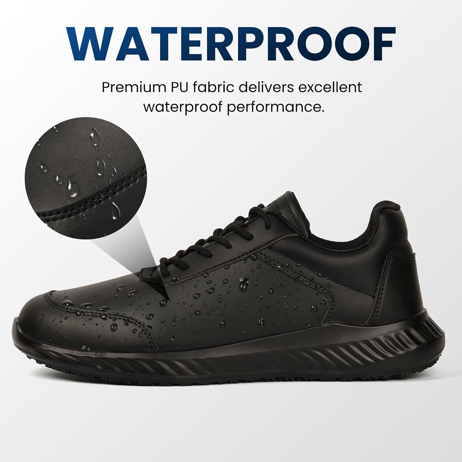 Furuian Non Slip Work Shoes for Men Waterproof Food Service Kitchen Chef Restaurant Walking Sneakers All Black Slip Resistant Work Shoes for Men - Image 4