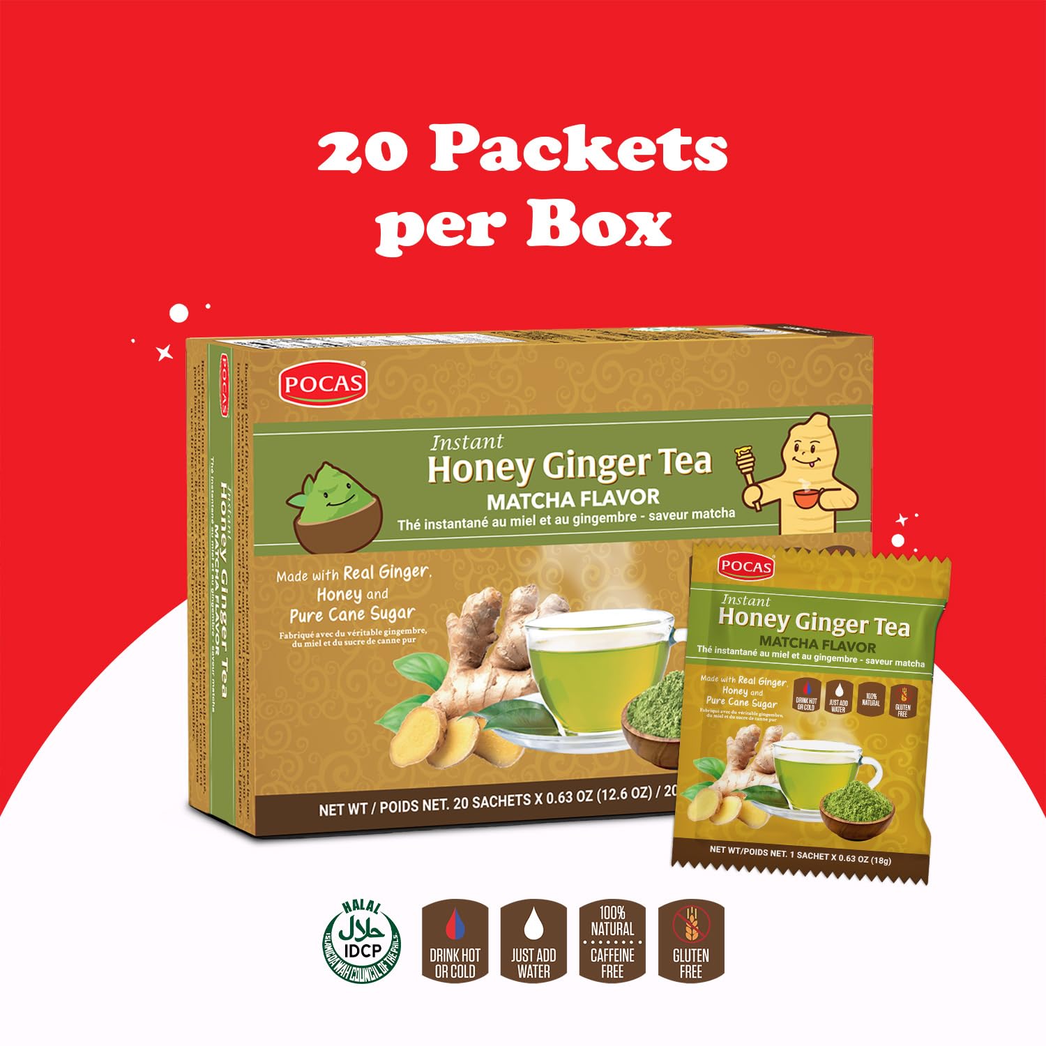Pocas Honey Ginger Tea with Matcha 20 Packs — view 3