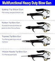 Vista 3 de YOTOO Kit de accesorios para compresor de aire de alta resistencia, 18 piezas, kit de herramientas de aire NPT de 1/4 pulgadas con medidor