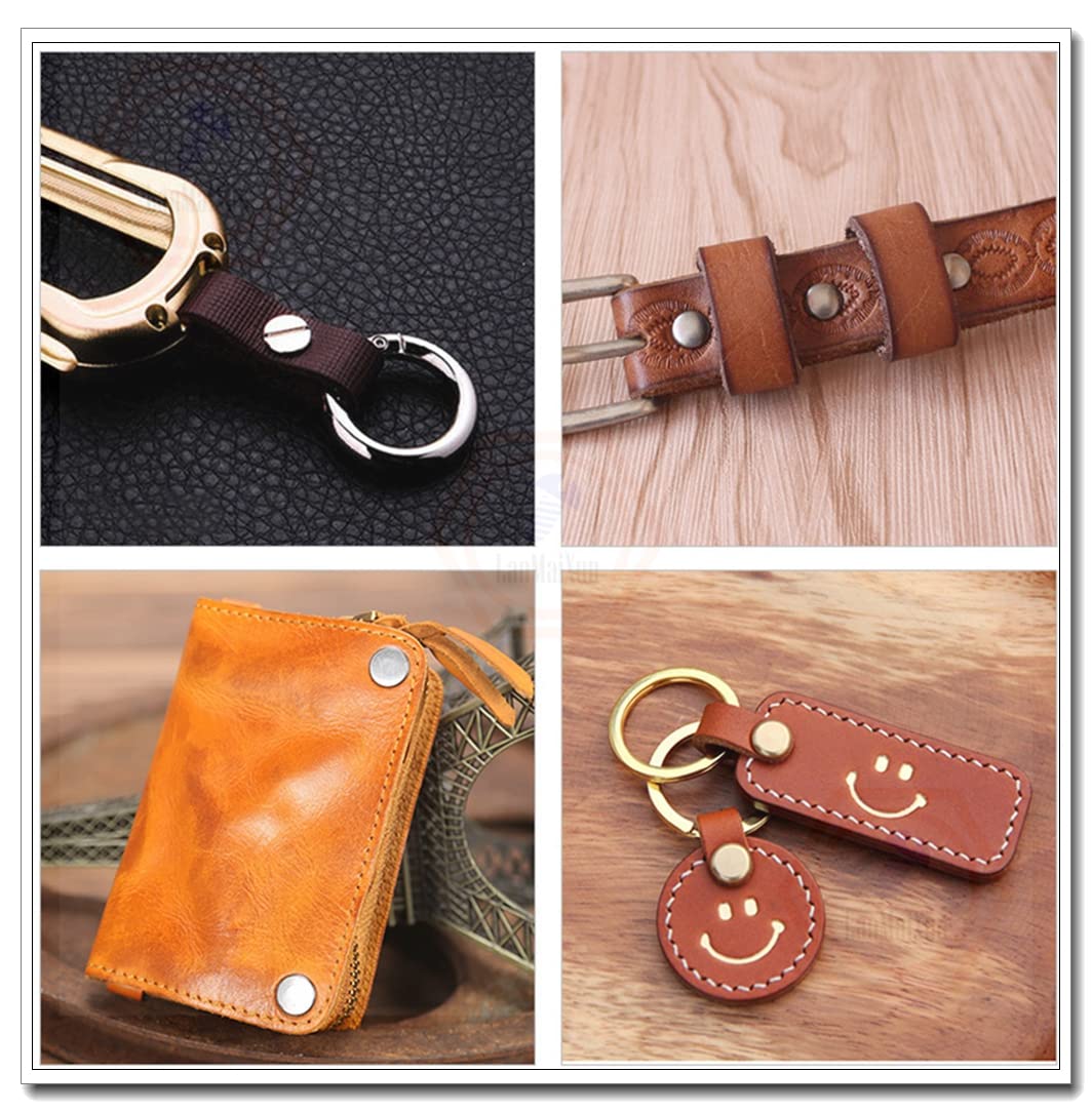 25 Sets 8mm×6mm Belt Screw,Leather Screw,Craft Screw,Brass Rivets,Chicago Nail,Stud Bag Nail,Flat Head,Hollow Rivet