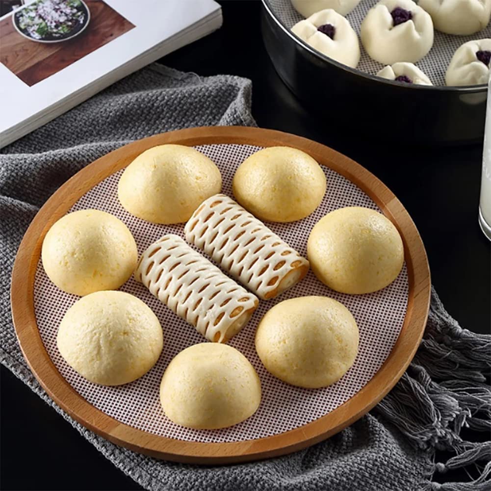 8 Pieces Round Silicone Dehydrator Sheets Non-Stick Food Dehydrator Mats Reusable Round Silicone Steam Mats Mesh Film Steamer Mesh Baking Mat For Fruit Dryer