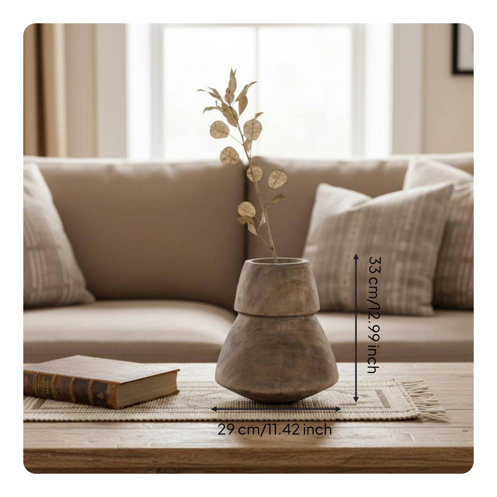 Dekorative Vase Holzvase Blumenvase Tischvase – Minimalistische Silhouette mit Retro-Charme Und Sichtbaren Ästen Und Narben für Wohnzimmer Hotel Homestay Fotografie, Color to 1