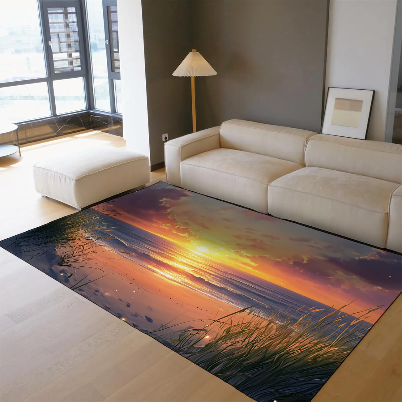 Tapis lavable plage et océan 60x120 cm antidérapant poil ras