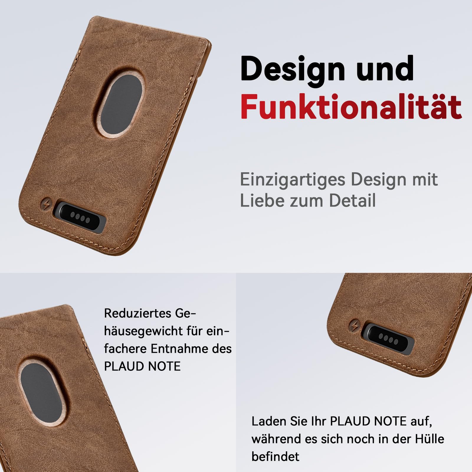 Diktiergerät Magnetische Hülle für Plaud Note, kompatibel mit Plaud Note KI Aufnahmegerät, tragbare Schutzhülle (Braun)