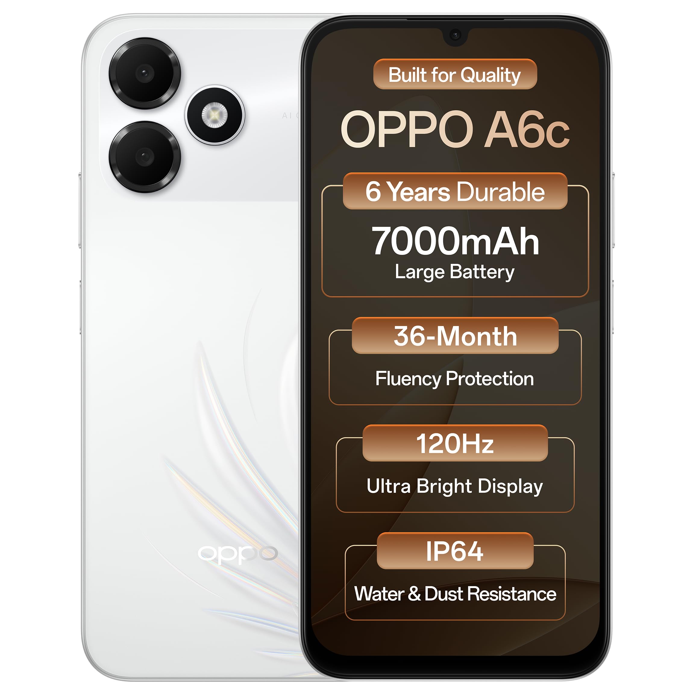 Oppo A6c 4G (Feather White, 4GB RAM, 64GB Storage) | 7000mAh Long-Lasting Battery | 120Hz Ultra Bright Display | IP64 Protection | 13MP Camera-with No Cost EMI/Additional Exchange Offers-image-5