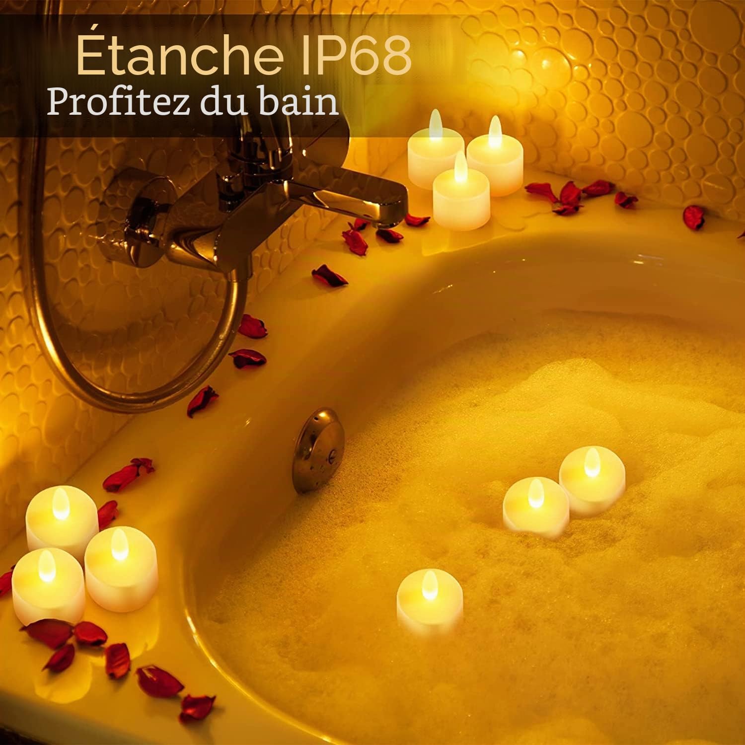 idyl light Bougie LED, Lot de 6 bougies chauffe-plat LED sans flamme rechargeables avec telecommande minuterie à distance pour mariage, fête, vacances, décoration de Noël etc.