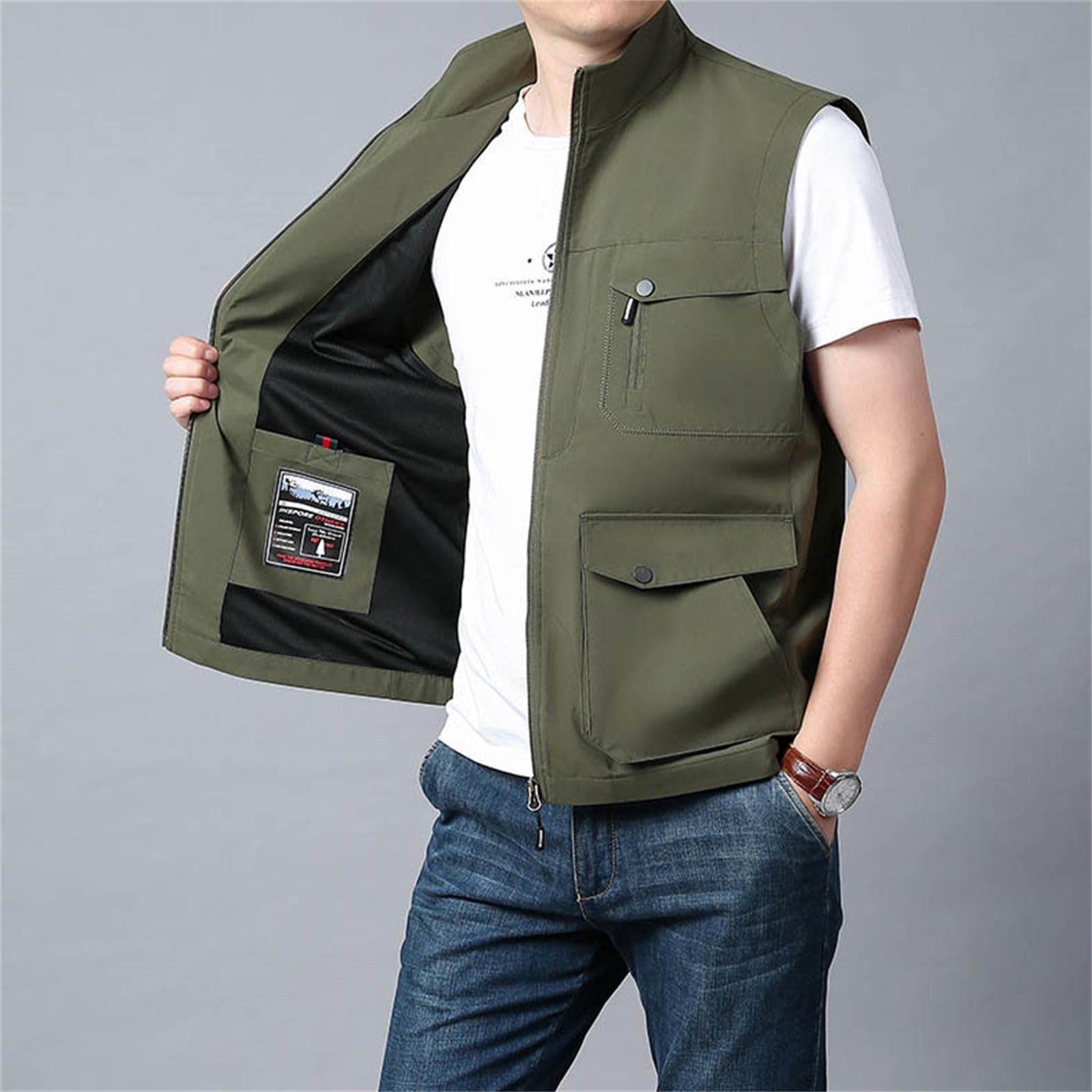 Gilet Smanicato Uomo Capispalla Giacca Leggero Uomo Gilet Senza Maniche Giubbino Casual Giacca Multitasche Traspirante Abbigliamento Estivo, Gilet da Viaggio e613