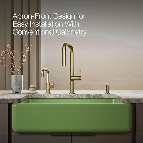 Vista 305 de Kohler Fregadero de la granja Kohler Whitehaven, Frente al delantal altos, K-6489-0, Blanco