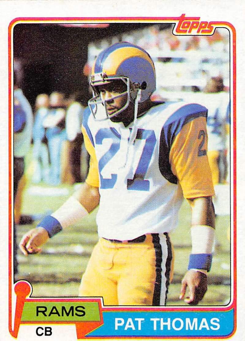 Amazon.com: 1981 Topps Football #423 Pat Thomas RC Rookie Card Los Angeles  Rams Official NFL Trading Card in EX-MT or better Condtion : Collectibles &  Fine Art