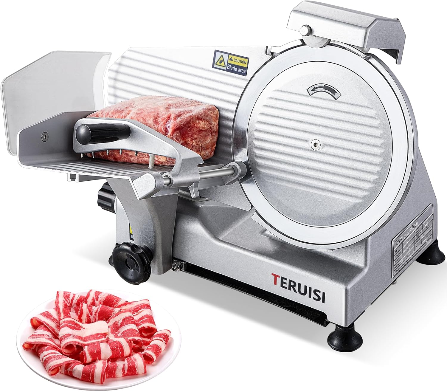 Meat Slicer Machine, 10 inch 240W Commercial Meat Slicer, Frozen Meat Cheese Deli Slicer with 0-13mm Adjustable Thickness, Chromium Plated Semi-Auto Food Slicer for Commercial & Home