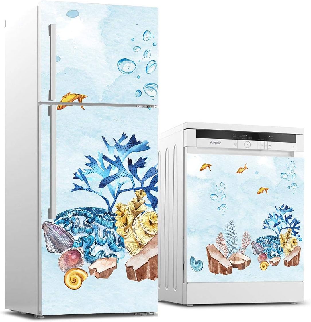 Buzdolabı ve Bulaşık Makinası Beyaz Eşya Sticker Kaplama Denizaltı Yosun