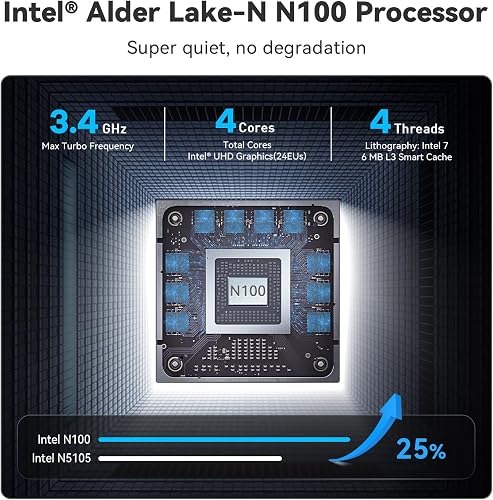 Beelink Mini S12 Pro, Mini PC avec processeur Intel Alder Lake-N100 (jusqu'à 3,4 GHz), 16 Go RAM 512 Go SSD Mini Computer, 4K Dual Display/HDMI/WiFi6/BT 5.2/LAN 2.5G - 2