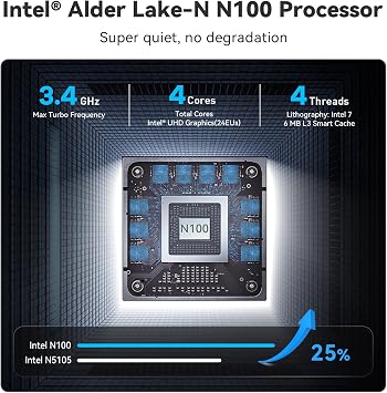 Beelink MINI S12 Pro Mini PC, Intel Alder Lake N100(4C/4T, up to 3.4GHz) 25W TDP, Mini Computer Windows11 Home, 12GB LPDDR5 500GB SSD Mini Desktop PC, 4K Dual Display HDMI/USB3/2.5G LAN/WiFi6/BT5.2