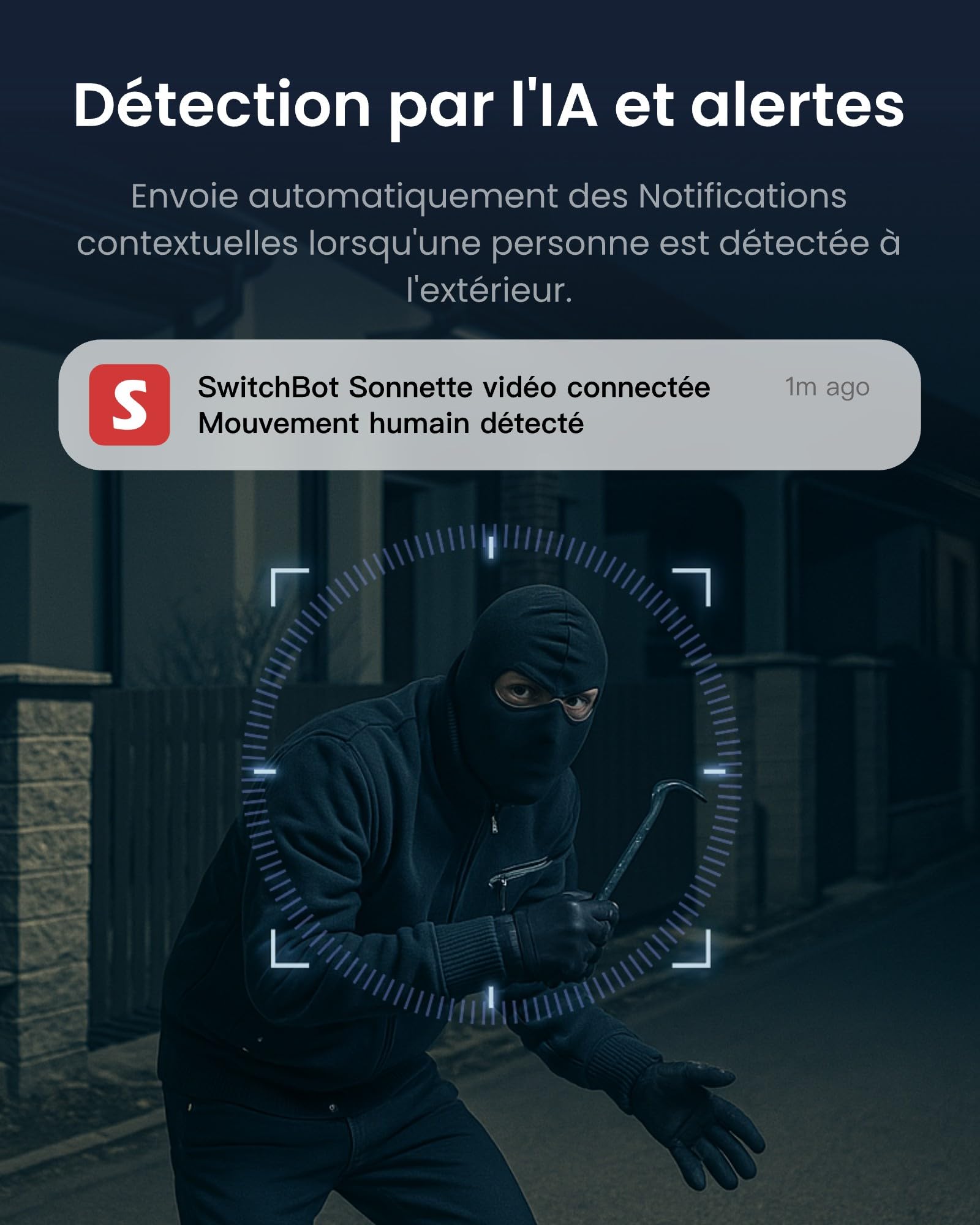 SwitchBot Sonnette sans Fil avec Camera, 2K Visiophone sans Fil avec écran de 4,3 Pouces, Visiophone Intelligente avec Grand Angle de 165 °, 5000 mAh, Audio bidirectionnel, Compatible Alexa
