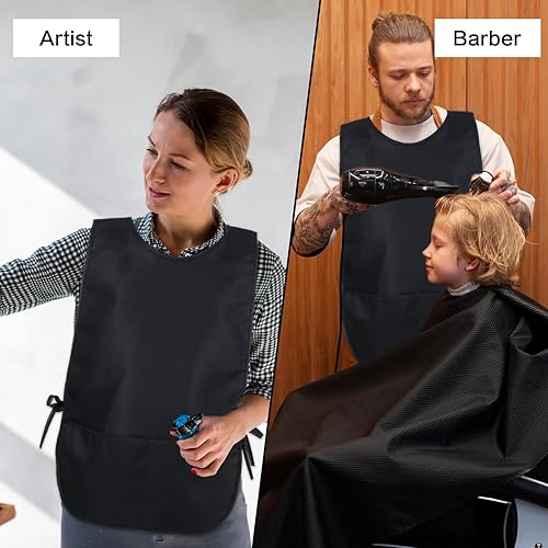 Miniatura 5 de Smock Server Cobbler Delantal Con 2 Bolsillos Impermeable Arte Delantal De Secado Rápido Poliéster Para Pintar Peluquería Limpieza